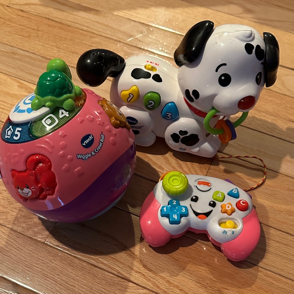 Wiggle & Crawl Ball and Puppy Toy Set - Pink and White